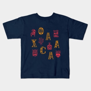 Oaxaca Alphabets - Indigo Blue Kids T-Shirt